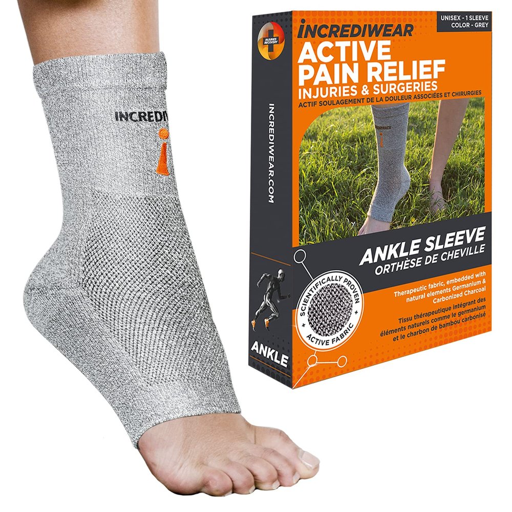 Incrediwear Ankle Sleeve Ankle Brace for Joint Pain Relief, Sprained Ankle Support, Arthritis, Inflammation Relief, and Circulation for Women and Men (Grey, Small/Medium)