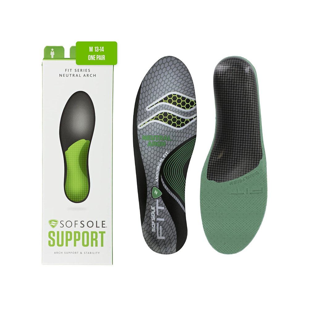Sof Sole Women's Neutral Arch Unisex FIT Support Insoles, Grey, Womens 9-10/Mens 7-8