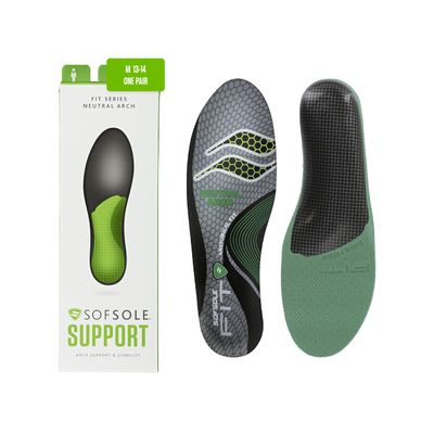 Sof Sole Men's Neutral Arch Unisex FIT Support Insoles, Grey, Women's 15-16/Men's 13-14