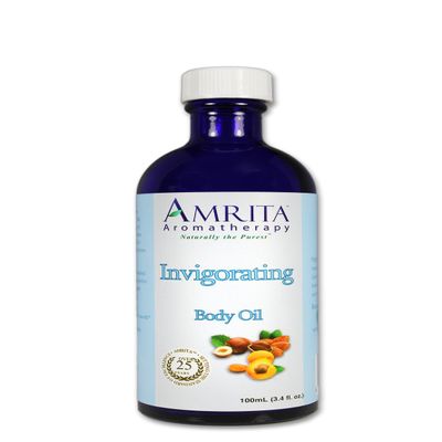 AMRITA Aromatherapy: Invigorating Massage & Body Oil With Pure and Therapeutic Essential Oils of Holy Basil & Rosemary - SIZE: 100ML