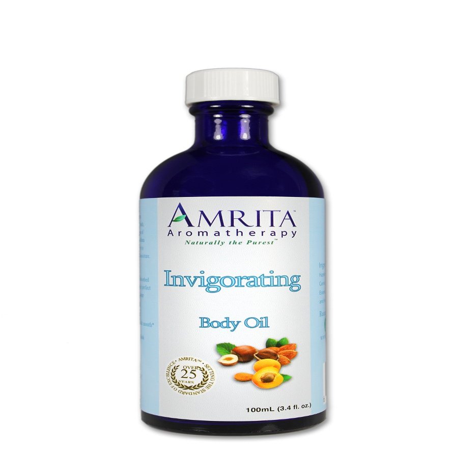 AMRITA Aromatherapy: Invigorating Massage & Body Oil With Pure and Therapeutic Essential Oils of Holy Basil & Rosemary - SIZE: 100ML