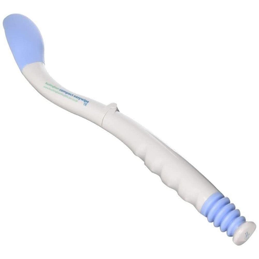 Compact Easywipe Bottom Wiper with Discreet Travel Case. Folding Personal Cleansing Device Extends Your Reach Making Wiping After Using The Toilet Easier. Grips and Releases Toilet Tissue.