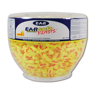 3M E-A-R by 3M 10080529910124 391-1010 Soft Yellow Neon Blasts Disposable Uncorded Earplugs, One Size Fits All (Pack of 500)