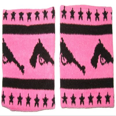 Knit Black Pistols & Stars on Hot Pink Wrist Bands from Sourpuss Clothing (Set of 2)