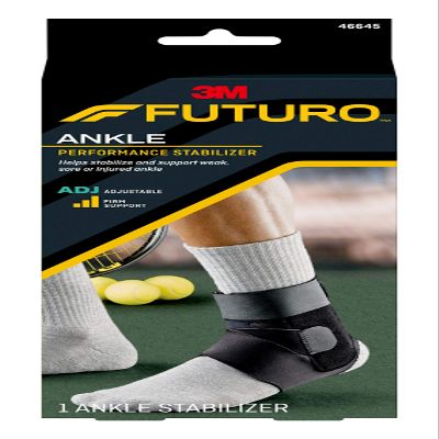 3M Futuro Sport Deluxe Black Ankle Stabilizer One Size Hook and Loop Strap for The Foot 46645ENR