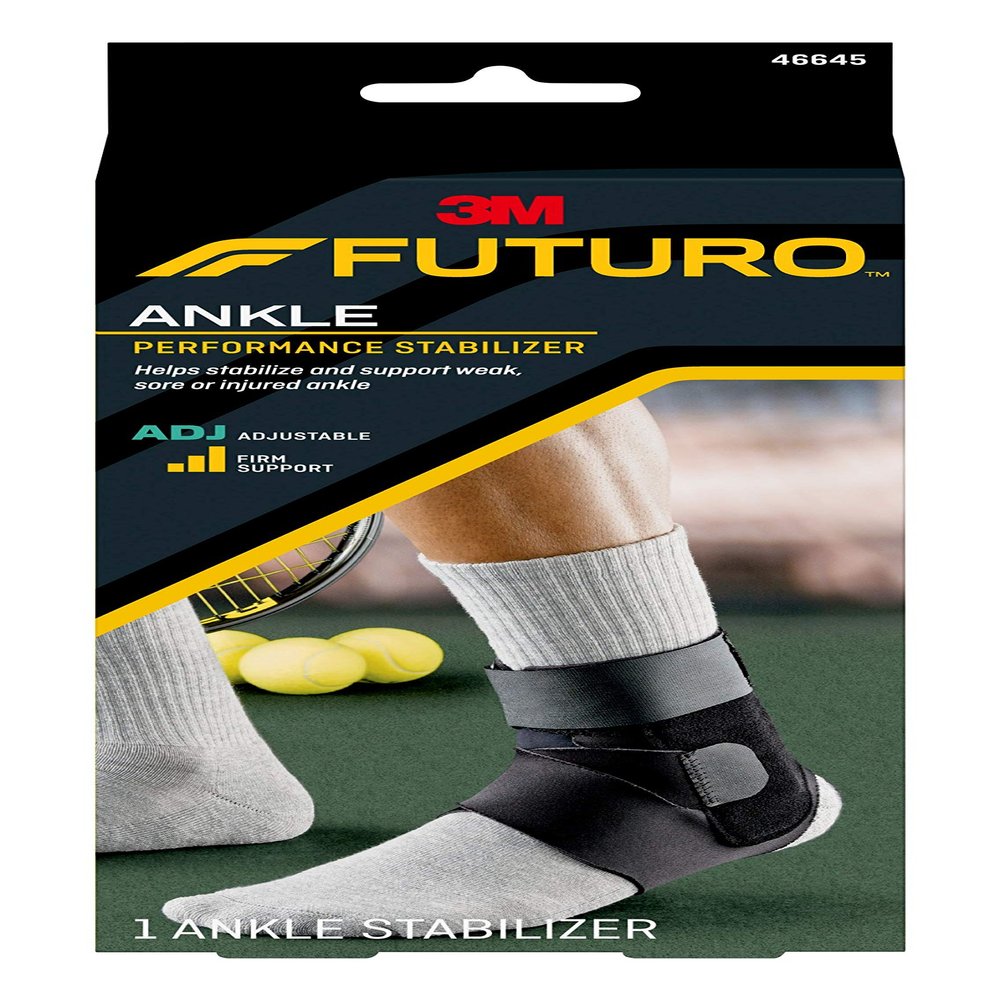 3M Futuro Sport Deluxe Black Ankle Stabilizer One Size Hook and Loop Strap for The Foot 46645ENR