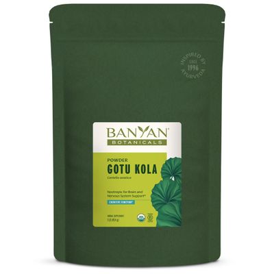 Banyan Botanicals Gotu Kola Powder Organic Brahmi (Centella Asiatica) Calming Nootropic Herb for Nervous System Support & Healthy Skin* 1 lb. Non-GMO Sustainably Sourced Vegan