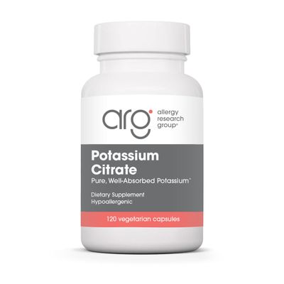 Allergy Research Group Potassium Citrate - Delivers 99 mg Potassium - Well-Absorbed Mineral for Cellular & Muscle Function - 120 Servings - 120 Capsules