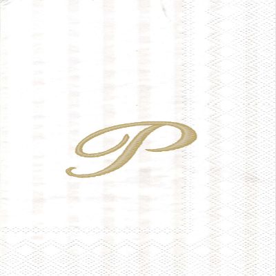 Ideal Home Range 3-Ply Paper Monogram Guest Towel, White/Gold (Pack of 2) (2, Letter P)