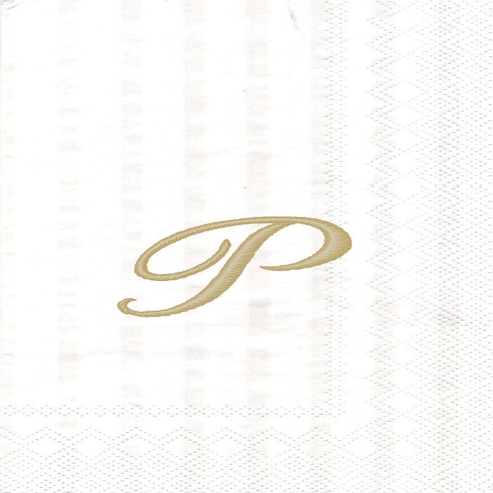 Ideal Home Range 3-Ply Paper Monogram Guest Towel, White/Gold (Pack of 2) (2, Letter P)