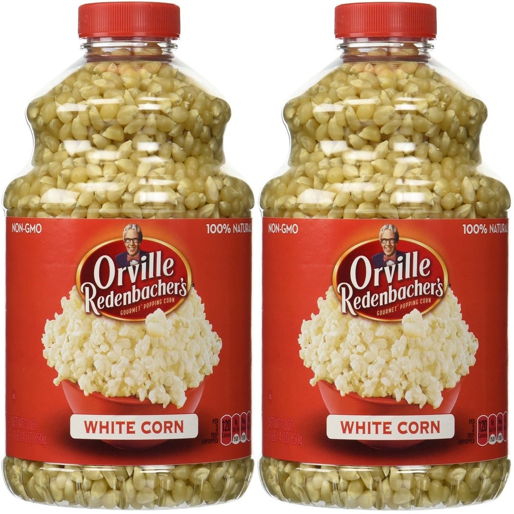 Orville Redenbachers Gourmet Popping Corn - White Corn - 100% Natural (Non-GMO) - Net Wt. 30 OZ (850 g) Each - Pack of 2