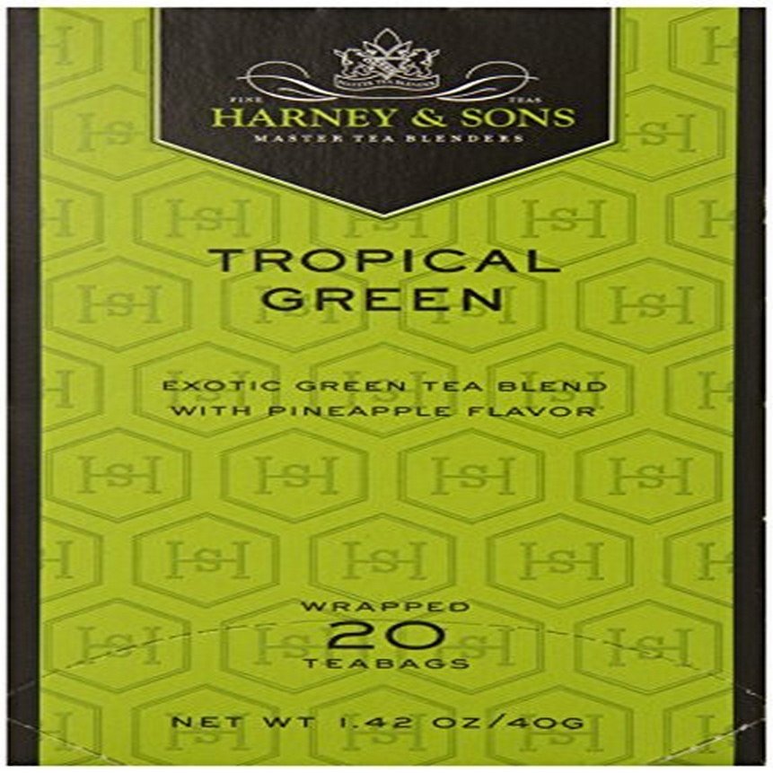 Harney & Sons, Tea, Tropical Green, Prem, Pack of 6, Size - 20 BAG, Quantity - 1 Case