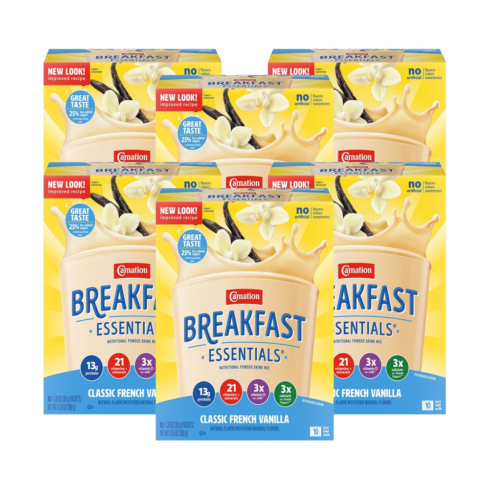 Nestle Carnation Instant Breakfast Classic French Vanilla 10 pk Nutritional Energy Drink 12.6 oz (Pack of 6)