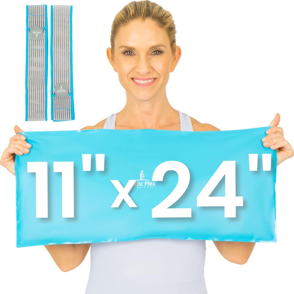 Arctic Flex Reusable Gel Ice Pack for Injuries with Straps (24" x 11") - Flexible, Cooling Gel Ice Pack - Medical Grade Hot and Cold Therapy Pack - Ice Pad for Back, Neck, Shoulders, Hip & Head Pain
