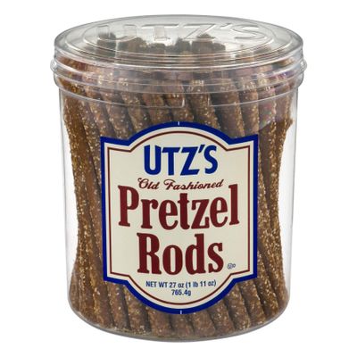 Utz Old Fashioned Pretzel Rods 27 oz. Barrel Thick, Crunchy Pretzel Rod, Perfect for Dipping and Snacks, Zero Cholesterol Snack Food