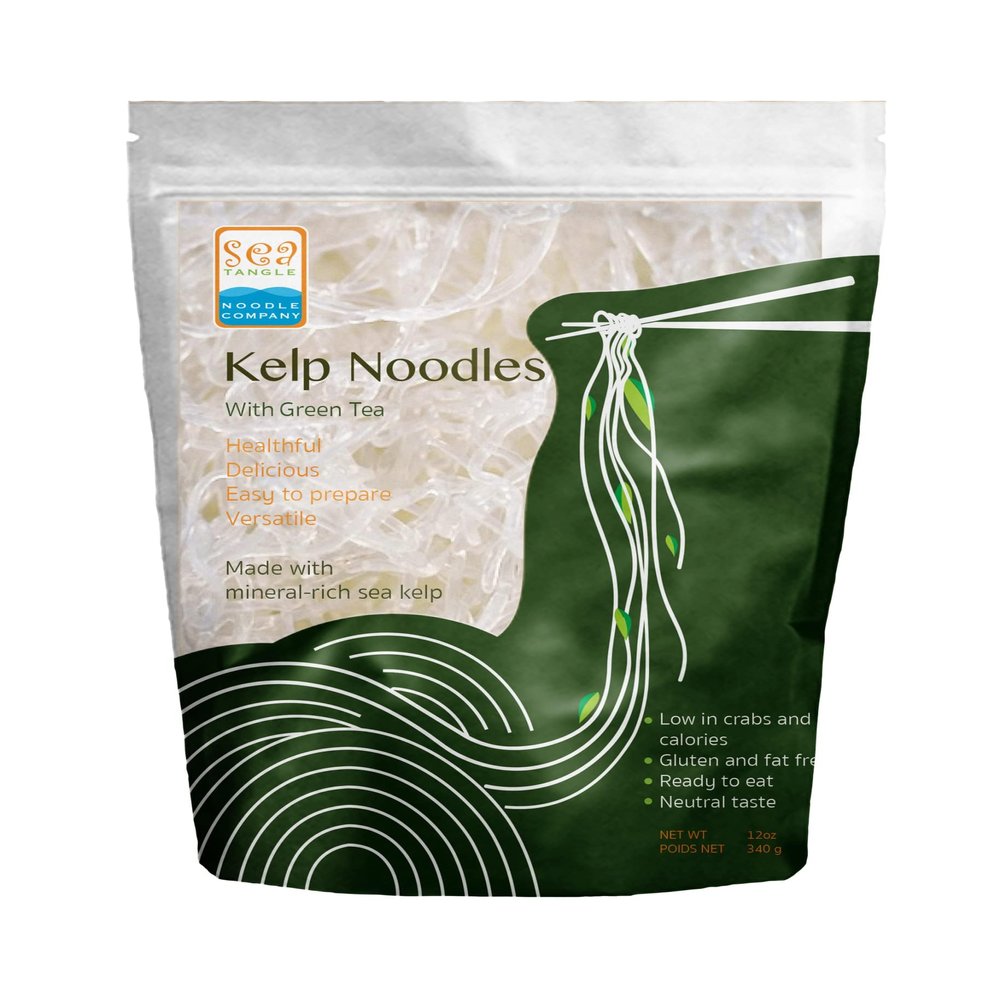 Sea Tangle Organic Green Tea Kelp Noodles (12oz) - Low Calorie Asian Noodles for Healthy Noodle Dishes - Gluten Free, Keto Noodle Sub for Rice Noodles, Glass Noodles, Pad Thai Noodles, Vermicelli