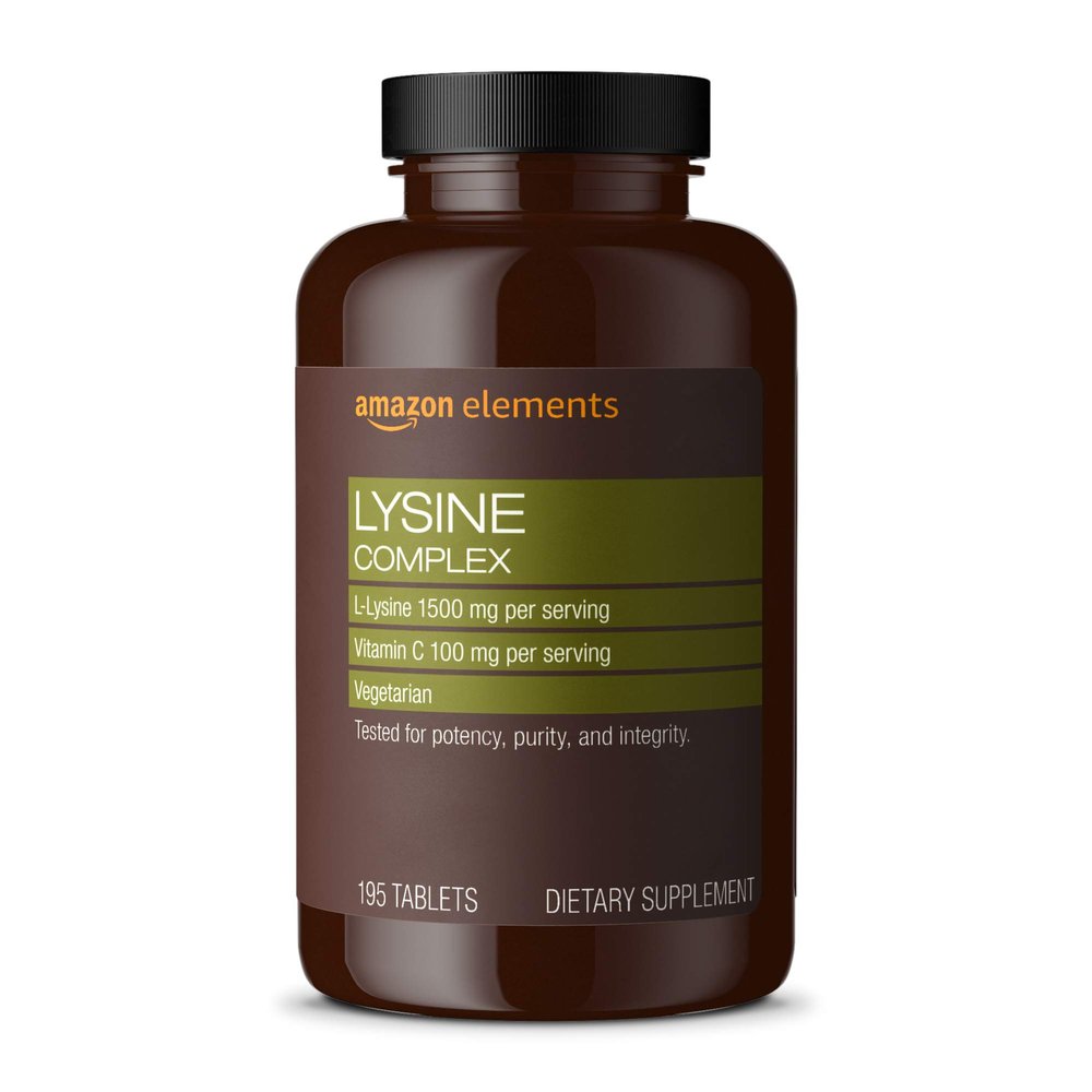 Amazon Elements Lysine Complex, with Vitamin C, Vegetarian, Immune Support, 195 Tablets (Packaging may vary)