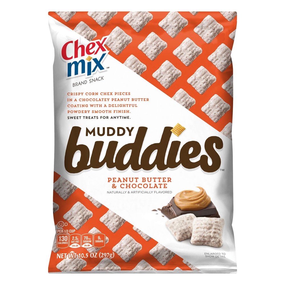 Chex Mix, Muddy Buddies, Peanut Butter and Chocolate, 10.5 Ounce (Pack of 4)