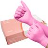 100 Pack Pink Vinyl Disposable Gloves - Latex Free and Power Free Food Grade Exam Gloves for Cleaning, Food Prep, Kitchen Use, Medium view 1