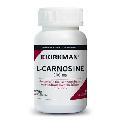 Kirkman L-Carnosine 200 mg - Hypoallergenic 90 Vegetarian Capsules Amino Acid Gluten Free Casein Free
