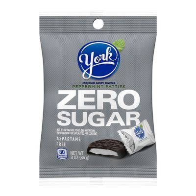 YORK Zero Sugar Chocolate Peppermint Patties, Candy Bags, 3 oz (12 Count)