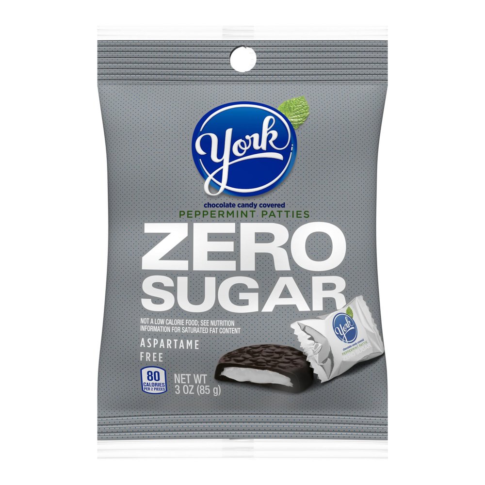 YORK Zero Sugar Chocolate Peppermint Patties, Candy Bags, 3 oz (12 Count)