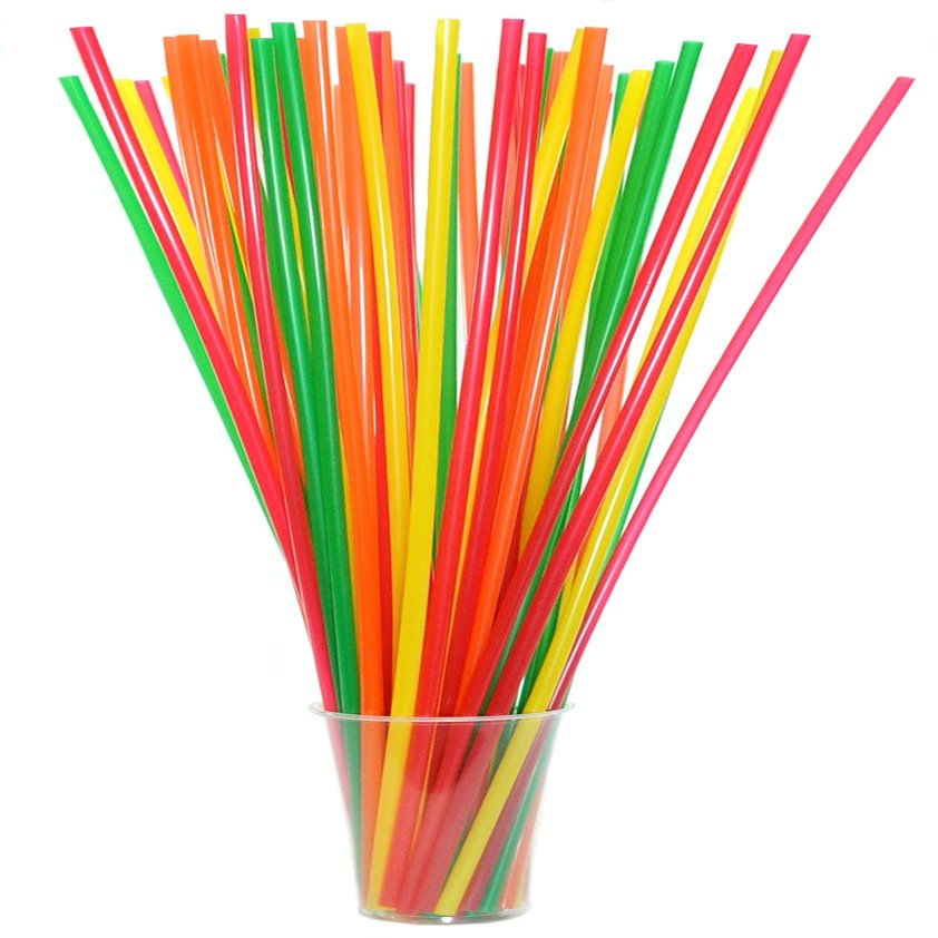 Extra Long 18" Colorful Plastic Drinking Straws- Pack of 200