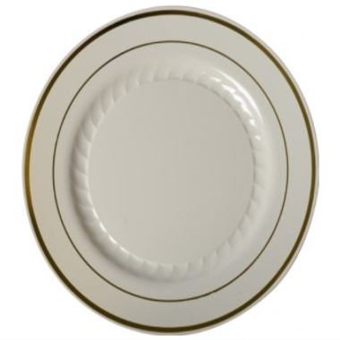 10 Inch Silver Splendor Bone with Gold Band Plate - 120 per case