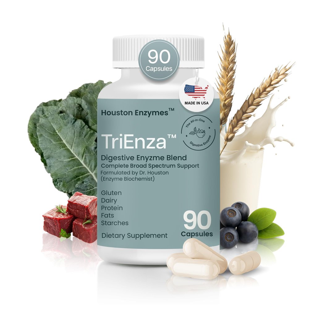 TriEnza Digestive Enzymes for Women and Men Digestive Enzyme Supplements for Proteins, Carbs, Fats & Polyphenols Digestion  Help Break Down Wheat, Dairy, Soy & Meats - Health Supplement,90 Capsules
