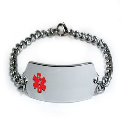 Adrenal Insufficiency Medical ID Alert Bracelet with Embossed Emblem from Stainless Steel. Style: Classic Wide, Premium Series.