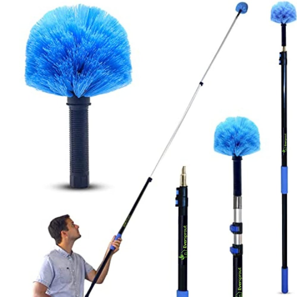 EVERSPROUT 5-to-12ft Telescoping Durable Duster with Extension Pole  Lightweight 3 Stage Cobweb Duster  Extendable to 20ft Reach for Cleaning High Ceilings and Spider Webs
