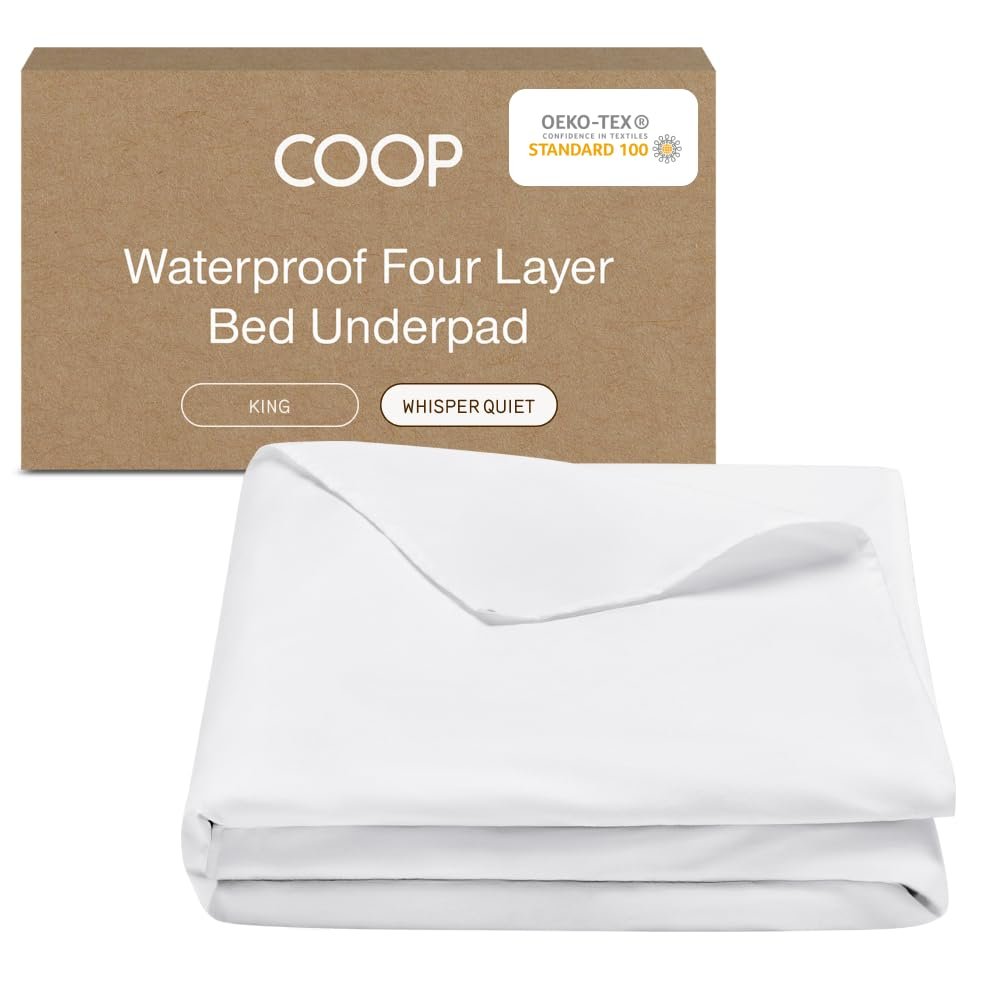 Coop Home Goods Waterproof Four Layer Bed Underpad for Incontinence, King, Washable Mattress Pad, Reusable Waterproof Mattress Cover, Bed Pads for Adults, Seniors, Children, Pets, King (78x39.5)