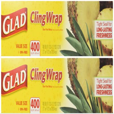 Glad Cling Plastic Wrap, 400 Square Foot Roll, 400 Sq Ft (Pack of 2)
