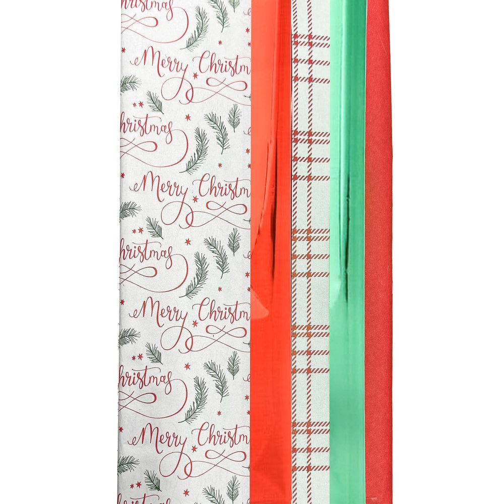 100 Sheets of Christmas Gift Tissue Paper, Paper and Mylar Holiday Themed Sheets