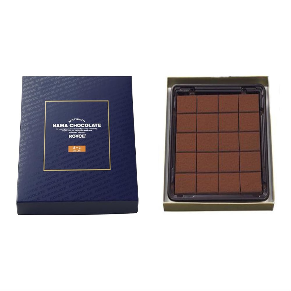 ROYCE' Nama Chocolate "Au Lait" - Chocolate with Cherry and Orange Liquerur Notes | Gourmet Snack for Gifting & Indulging | Japanese Chocolate from Hokkaido (20 Pieces of Chocolate)