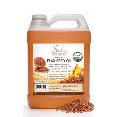 SULU ORGANICS 100% Pure Organic Extra Virgin Unrefined Flax Seed Oil (64 oz)