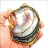 Jet Gold Plated Agate Slice Coaster Single (1) Piece 4 inch Approx. Good Luck Happy Home Gemstone Saucer Geode Stone Cup Holder Table Decoration Home Jet International Image is JUST A Reference view 3