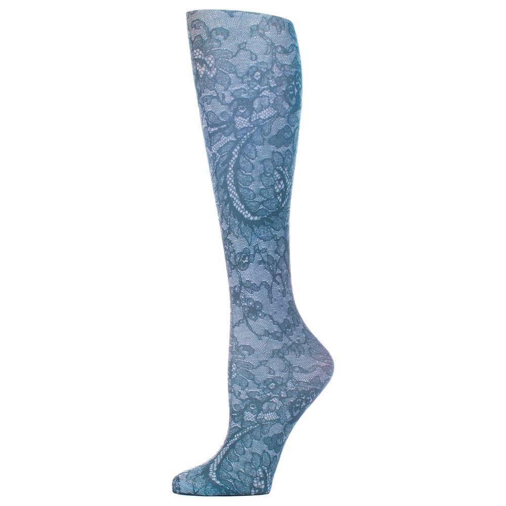 Celeste Stein Therapeutic Graduated Compression Socks, Midnight Lace, 8-15 mmHg Queen Plus Calf