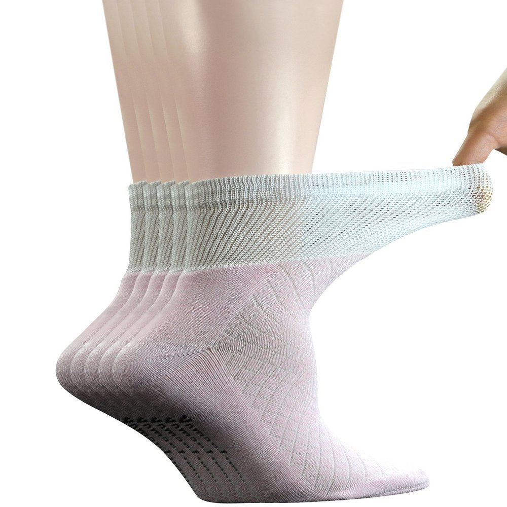 Yomandamor 5 Pairs Women's Quarter Breathable Diabetic Socks with Seamless Toe and Cushion Sole