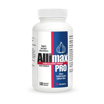 Allimax Pro Practitioner Strength 450 mg Allicin from Garlic, 100 Vegetarian Capsules (Vegicaps), Stabilized AlliSURE Allicin, Supports Normal Immune Function, Non-GMO