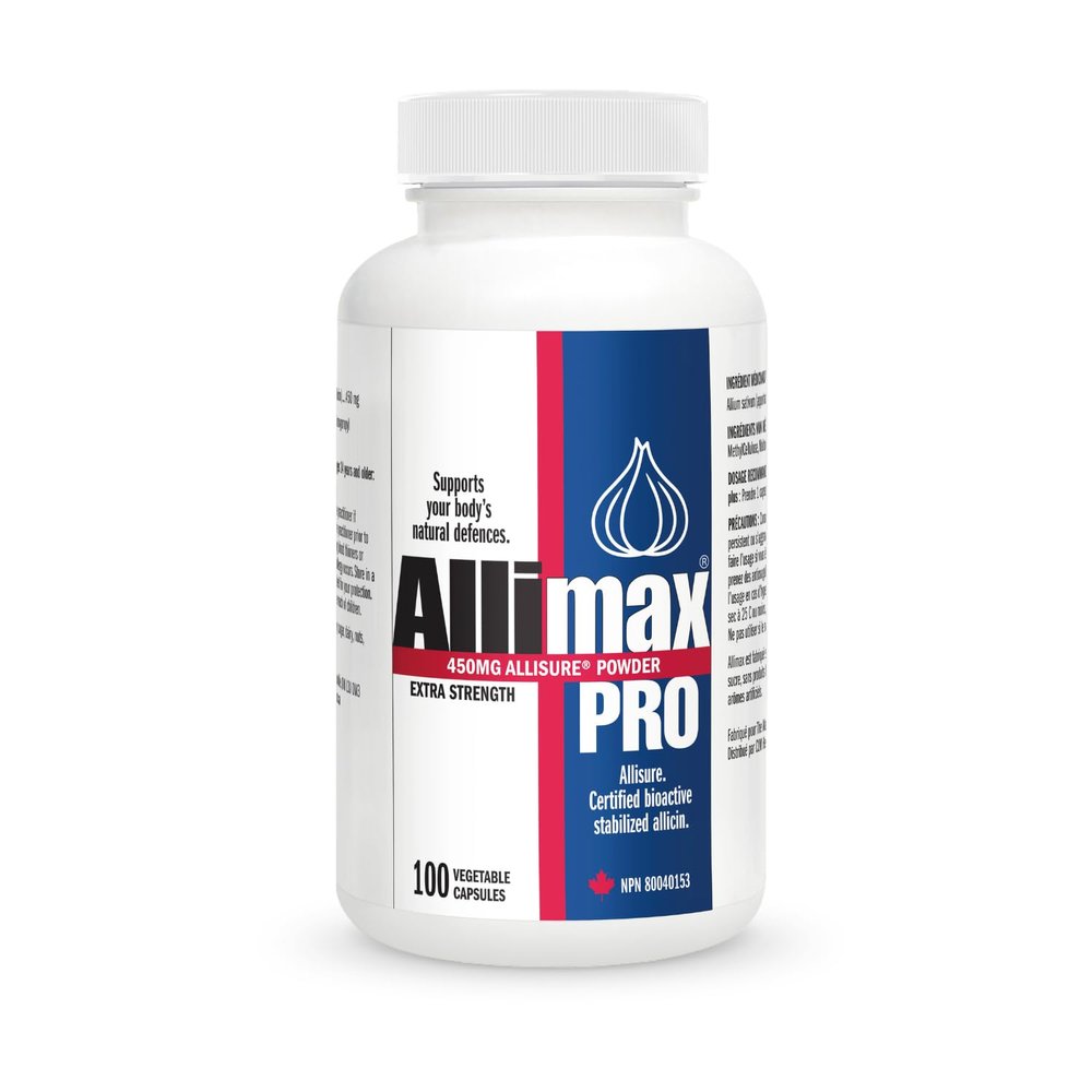 Allimax Pro Practitioner Strength 450 mg Allicin from Garlic, 100 Vegetarian Capsules (Vegicaps), Stabilized AlliSURE Allicin, Supports Normal Immune Function, Non-GMO