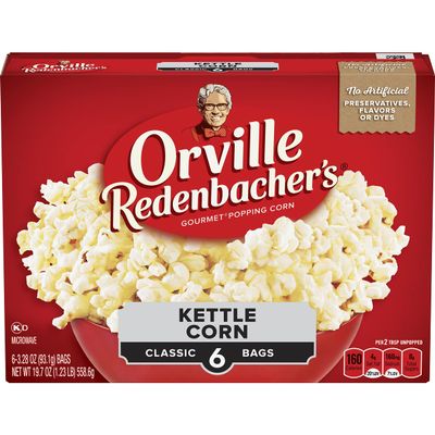 Orville Redenbachers Microwave Popcorn, Kettle Corn, 3g Fiber Per Serving, 3.28 oz., 6-Count (6 Boxes)