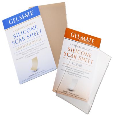 3-Point Products Gel Mate Silicone Gel Sheet, Medical Grade, Smooth Beige and Clear, Self-Adhesive, Protective Healing Cover, 4x6 Inch (Beige))
