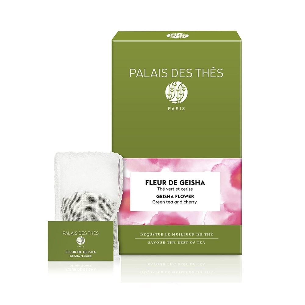 Palais des Ths - Geisha Flower Green Tea & Cherry Blossom - Premium Tea Bags, Serves 20 Cups