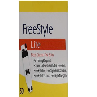 Freestyle Lite Blood Glucose Test Strips for Monitor System, Red-Yellow, (50 pieces)
