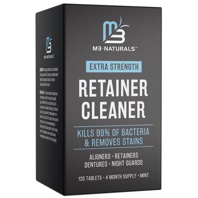 Retainer Cleanser Tablets Invisalign Cleaner, Removes Odors Discoloration Stains and Plaque 4 Month Supply Denture Cleansers Retainers Mouth Guards Denture Bath Mint by M3