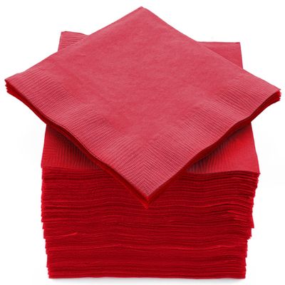 100 Pack Red Beverage Napkins, Big Party Pack, 2 Ply, Ideal for Wedding, Party, Birthday, Dinner, Lunch, Cocktails. (5 x 5) by Amcrate