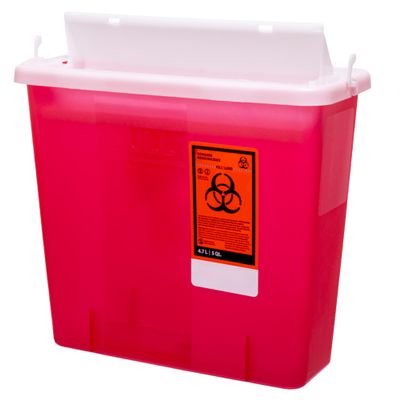 Sharps Container 5 Quart with Mailbox Style Lid - Large - Puncture Resistant for Safe Needle Disposal - for Home, Travel and Medical use