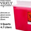 Sharps Container 5 Quart with Mailbox Style Lid - Large - Puncture Resistant for Safe Needle Disposal - for Home, Travel and Medical use view 2