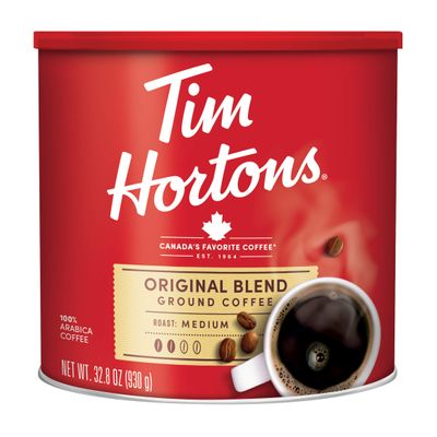 Tim Hortons Original Blend, Medium Roast Ground Coffee, Canadas Favorite Coffee, Made with 100% Arabica Beans, 32.8 Ounce Canister